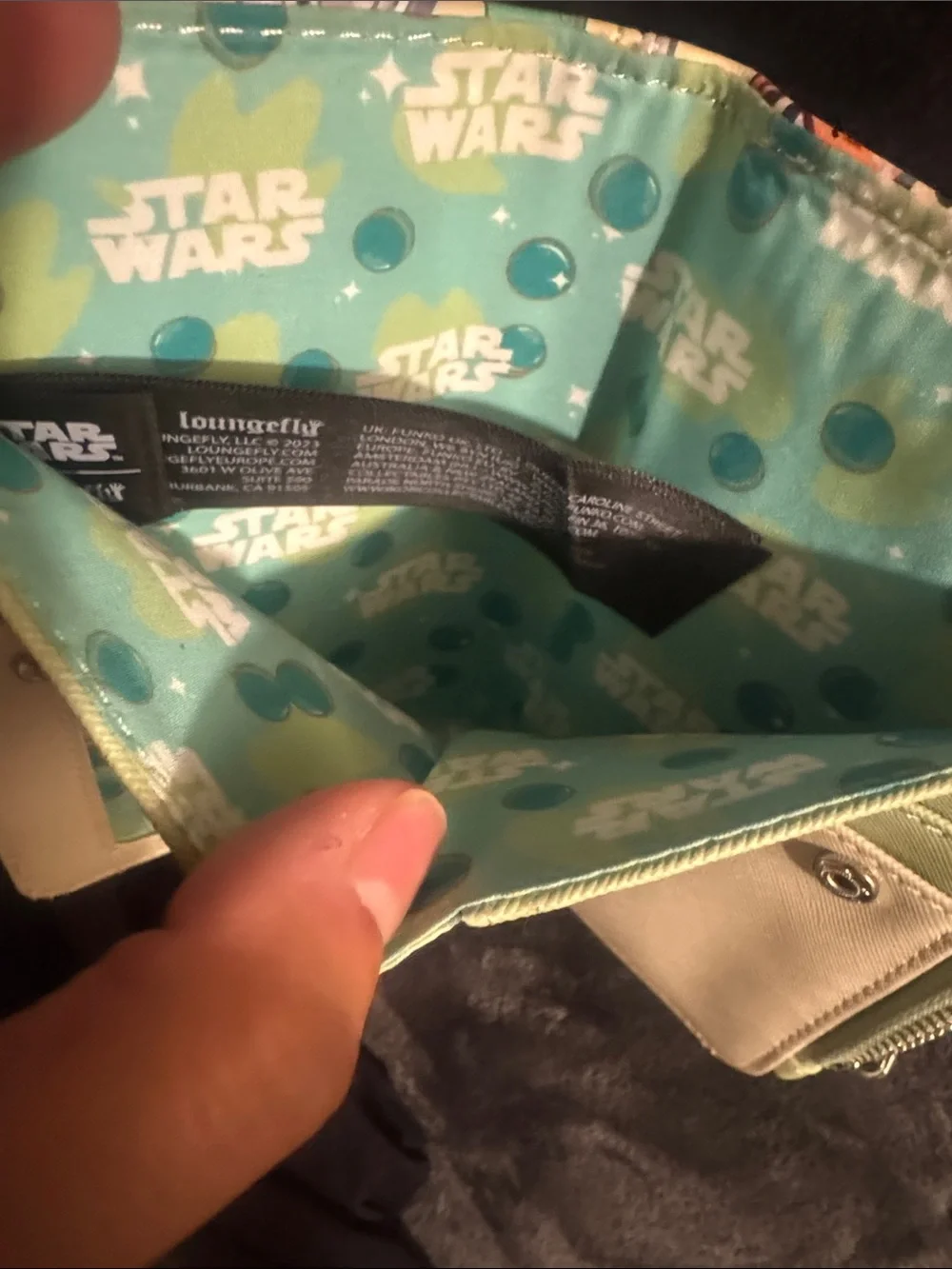 Loungefly Yellow Baby Yoda Macaron Zip Wallet with Mint Accents